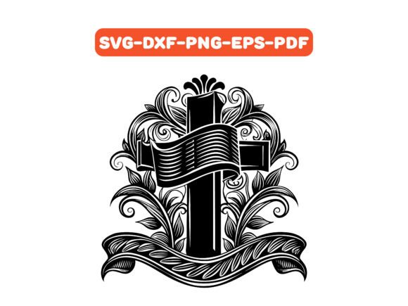 Download Floral Cross with Decorative SVG Vector - Vector Collection