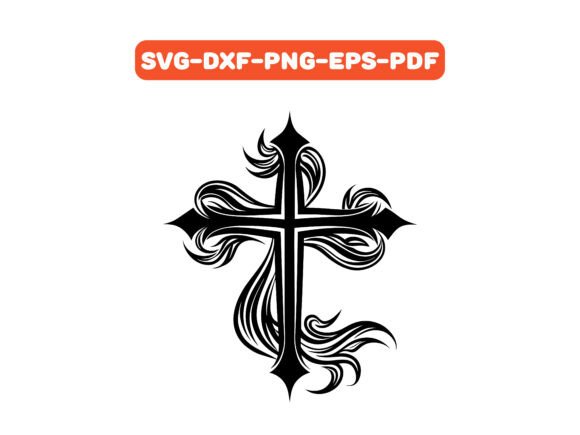 Download Swirling Flame Cross Design SVG Vector - Vector Collection