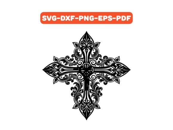 Download Ornate Cross Floral Design SVG Vector - Vector Collection