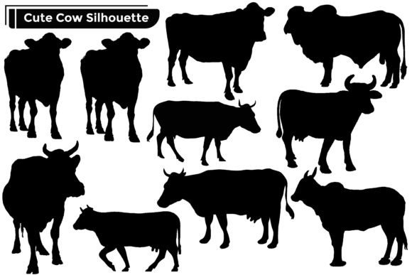 Download Cow Animal Silhouettes Vector Set - Vector Collection