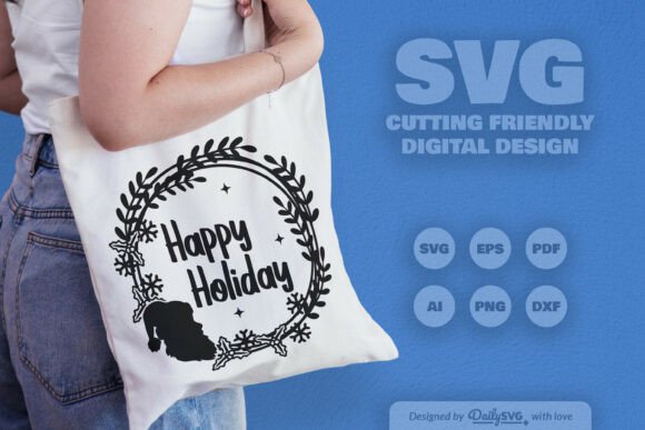 Download Happy Holiday Christmas Wreath SVG - Premium Resources