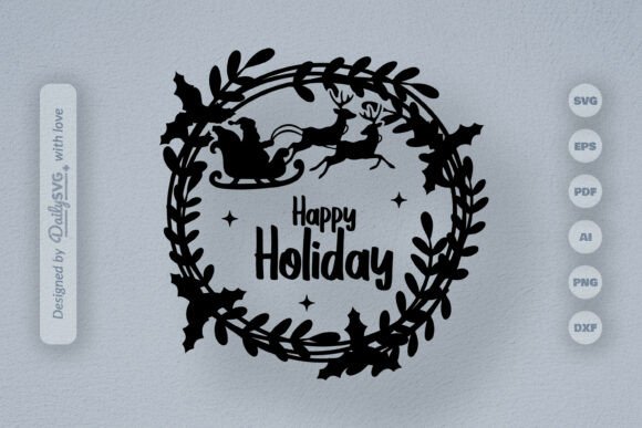Download Happy Holiday Christmas Wreath SVG - Premium Resources